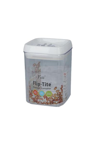 Generic Felli Flip-Tite Rectangular Food Storage Container Clear and White 1.8 Liter