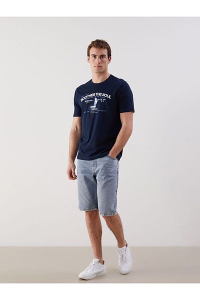 LC Waikiki Lcwaikiki Classic Crew Neck Printed Combed Cotton Mens T-Shirt