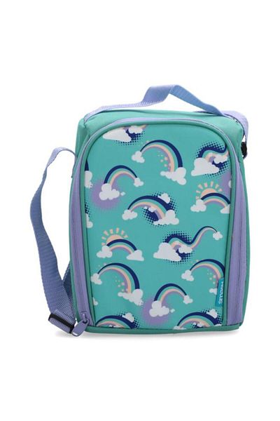 Generic smash Rainbow Printed Zipper Closure Lightweight Lunch Bag with Adjustable Straps Green and Blue