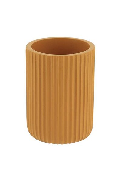 Generic كوب حمام دائري الشكل من البولي راتنج المخطط من تيندانس، لون أصفر خردلي، 61103199