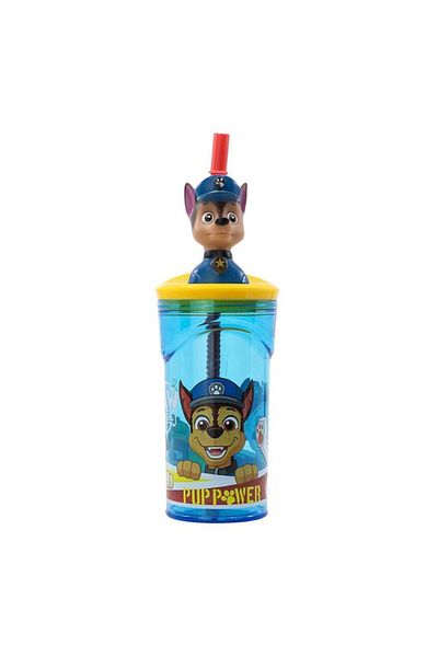 Generic كوب بلاستيكي خالٍ من مادة BPA مع شفاطة من STOR 3D Figurine Paw Patrol باللون الأزرق، سعة 360 مل