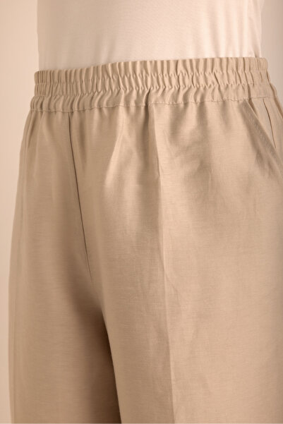 Aker Beli Lastikli Keten Pantolon