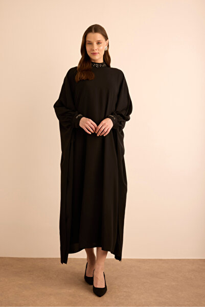 Aker İşleme Detaylı Dokuma Elbise