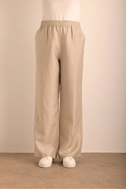 Aker Beli Lastikli Keten Pantolon