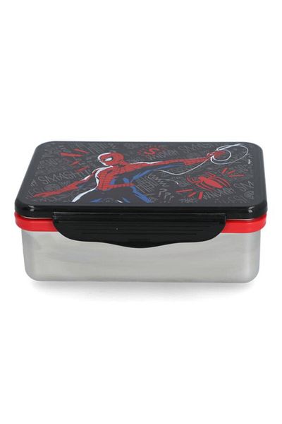 Generic STOR Stainless Steel Rectangular Spiderman Themed Lunch Box Multicolor 193ml