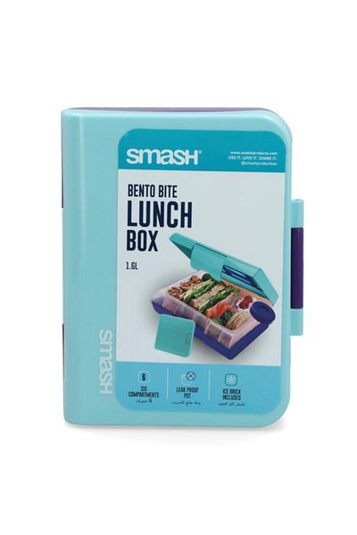 Generic smash Bento Bite Dishwasher Proof Rectangular Lunch Box Blue and Violet 1.6 Liter 14468