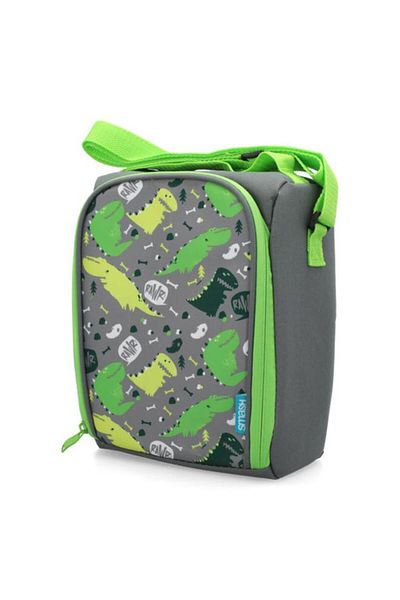 Generic smash Crocodile Printed Zipper Closure Lightweight Insulated Lunch Bag Grey and Green