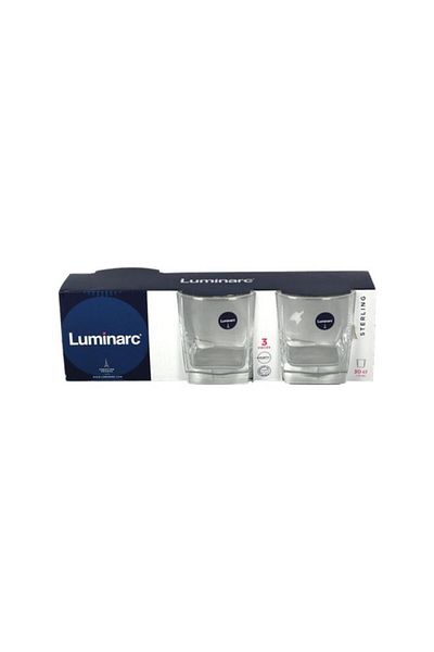 Generic أكواب لومينارك الزجاجية الفاخرة من 3 قطع، شفافة، سعة 300 مل، P1159(N2005)