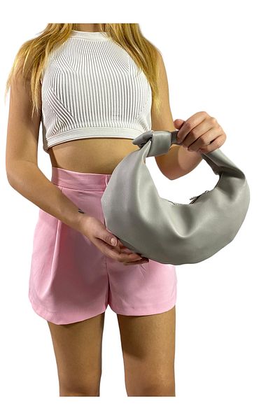 Gloria Women's Gray Mini Knotted Handbag