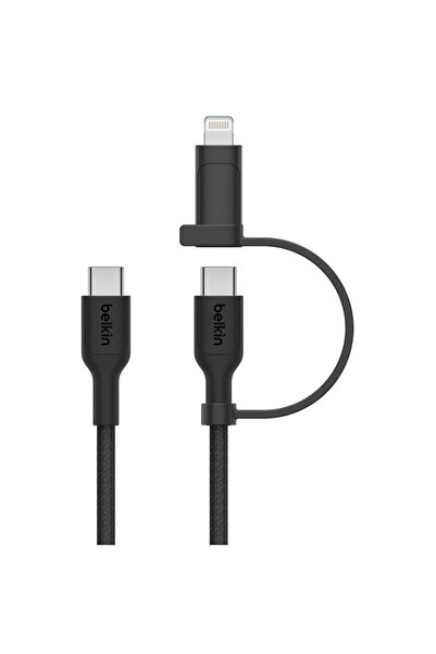 Belkin كابل Boost Charge 2 في 1، كابل مزامنة وشحن من USB-C إلى USB-C/Lightning