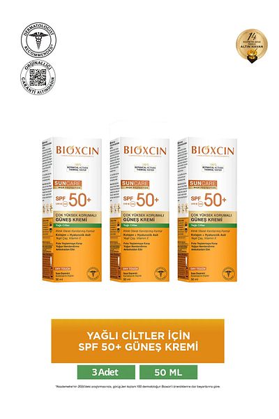 Bioxcin Sun Care Sun Cream Spf50 for Oily Skin 50 ml 3 Pcs