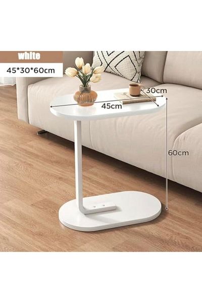 Genenic Side Table, C-shaped End Table For Living Room, Couch Table, Small Table For Bed, Snack & Coffee Tab