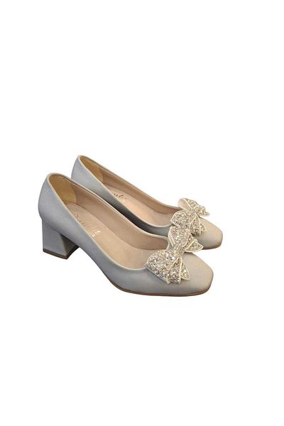 SOLMAZ Damla Closed Stoned Bow Heeled Shoes