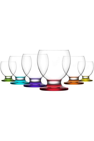 LAV Set of 6 Glasses, Extra Quality, Color Bottom, Lav Nectar Model, 280ml