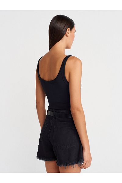 Dilvin 21053 Strap Bodysuit-Black