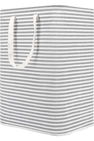 dökerler DOKEHOM laundry basket, polyester, gray/white, 41L x 32W x 61H cm