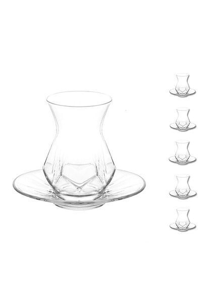 LAV Set of 6 glasses with 6 saucers 165ml LAV Alya model for tea, coffee, espresso