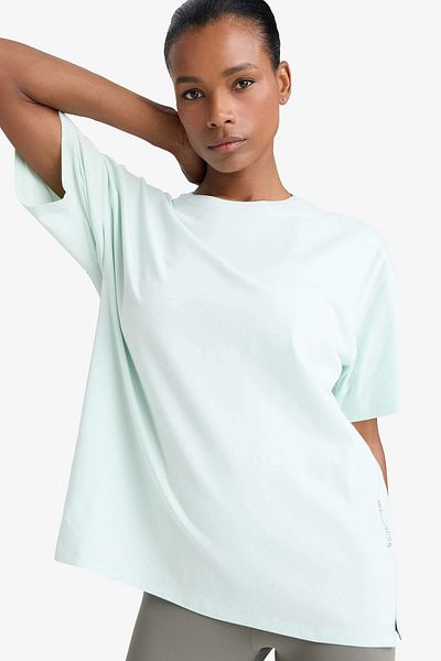 DeFacto E3494 Green Defactofit Comfort Fit Crew Neck Basic Plain Sportsman Short Sleeve T-Shirt