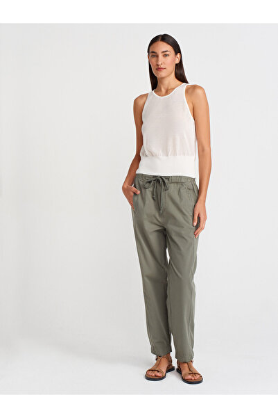 Dilvin 10766 Bisiklet Yaka İnce Triko Bluz-Ekru