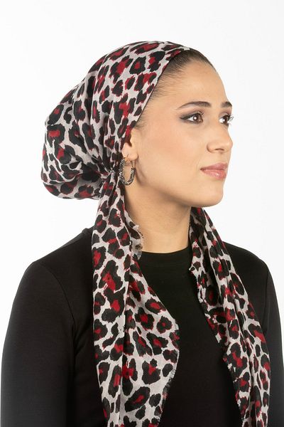 safura New Special Design Bonnet Scarf - Leopard Pattern, Adjustable Neck Elastic, Anti-Slip Velvet Stripe