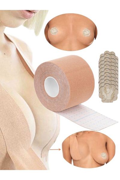 Cumpara24 Breast Lift Fixation Patches/Adhesive Tape Set, 10 Nipple Protectors, Beige