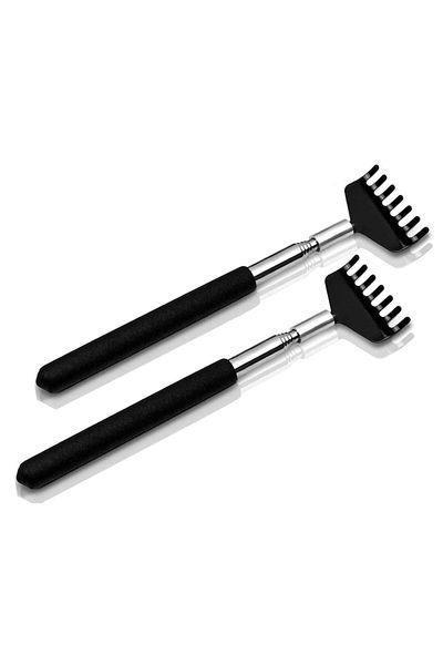 OEM Set 2 scărpătoare de spate, SANSAME, Oțel inoxidabil/Silicon, Telescopice, Negru/Argintiu