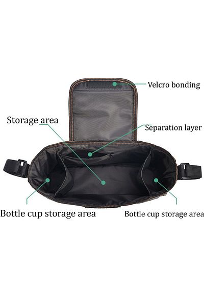 Lumely Baby Stroller Organizer Bag,with Cup Holders and Shoulder Strap,Gray,Universal Baby Stroller