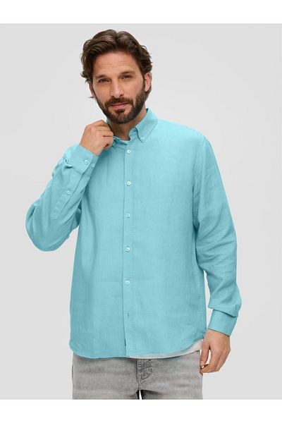 s.Oliver Men's Linen Shirt With Long Sleeves And Regular Fit