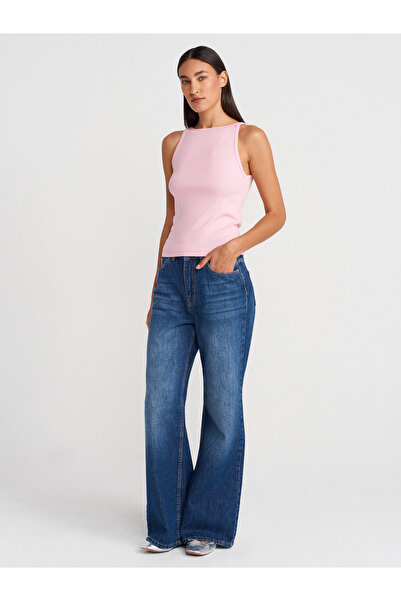 Dilvin 21048 Halter Neck Top-Dust Pink