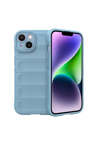 SKYDDAR INNOVATION Husă pentru iPhone 14 Plus, Vogue, din Silicon Mat, albastră, set de autocolante