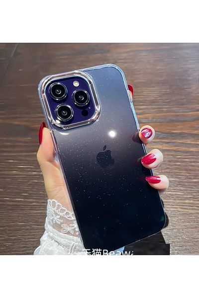 Generic Glitter Case for iPhone 14 Pro Max 6.7 inch, for Women Girls, with Metal Camera Frame, Black