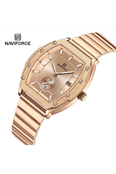 Naviforce Quartz Watch Stainless Steel Band Water Proof Date Display Storage
