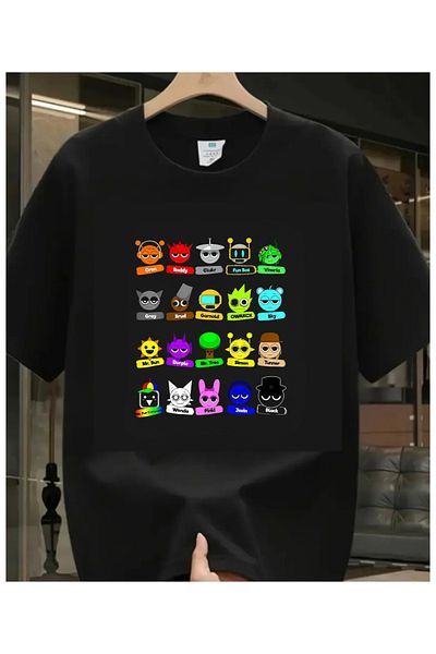 Touz Moda Sprunki Printed Kids Black Unisex T-Shirt