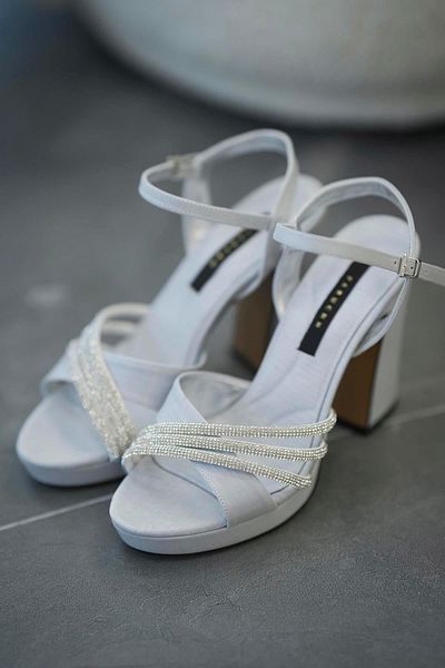 Parponi Pantofi de seară din satin cu toc Hart Platform Argintiu
