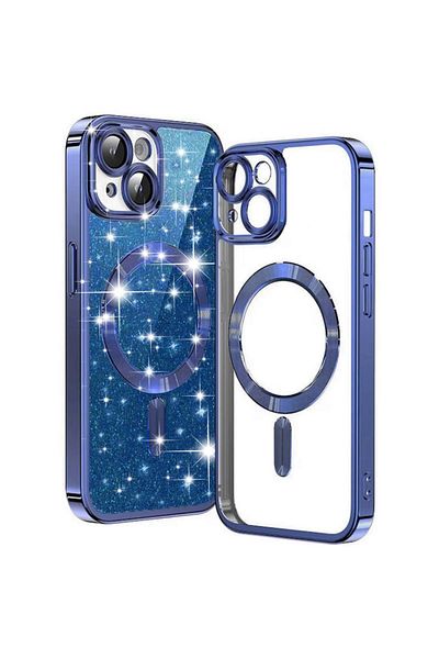 SKYDDAR INNOVATION Husă pentru iPhone 14, Magsafe de lux cu sclipici, rezistentă la șocuri, protecție superioară, albastră, set de autocolante