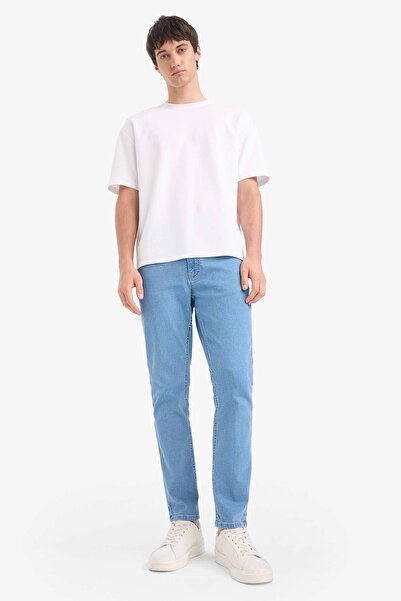 DeFacto E7436 Blue Pedro Slim Fit Tight Fit Regular Waist Narrow Leg Jeans