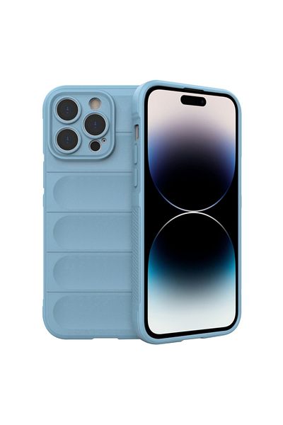 SKYDDAR INNOVATION Carcasă pentru iPhone 14 Pro, Vogue, din silicon mat, albastră, set de autocolante