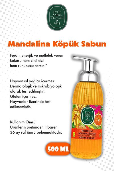 Eyüp Sabri Tuncer Foam Soap Bodrum Tangerine 500 ml X4 and Rosie