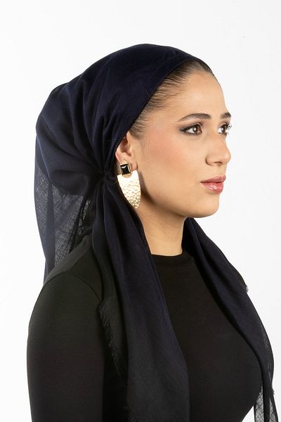 safura New Special Design Bonnet Scarf - Navy Blue Gradient, Adjustable Neck Elastic, Anti-Slip Velvet Stripe