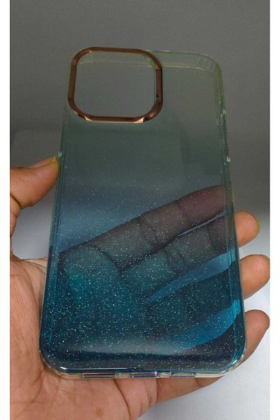 Generic Glitter Case for iPhone 14 Pro Max 6.7 inch, for Women Girls, with Metal Camera Frame, Blue