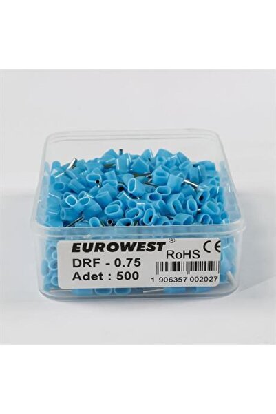EUROWEST 2X0.75Mm Blue Double Entry Isolated Ferrule (1 Box 500 Pieces)