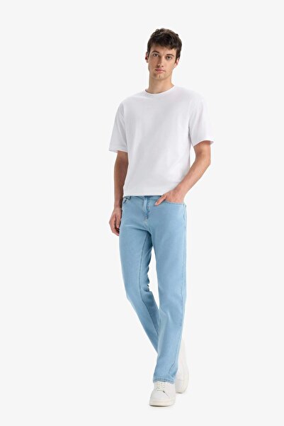 DeFacto E7268 Blue Sergio Regular Fit Regular Fit Regular Waist Pipe Leg Jean Trousers