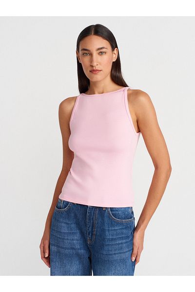 Dilvin 21048 Halter Neck Top-Powder Pink