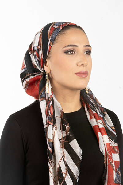 safura Ayarlanabilir Bone Eşarp - Desenli, Ense Kısmı Lastik, Kaymaz Kadife Ş...