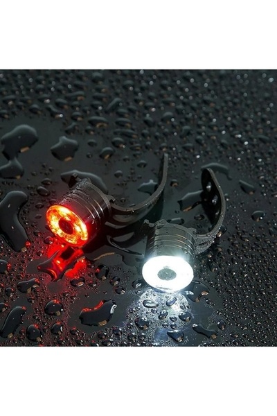 OEM Bicycle light set, white and red light, 4x batteries, IPX4 waterproof, 3 lighting modes