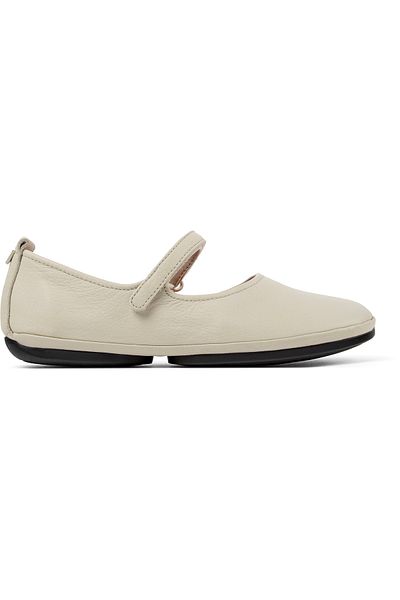 CAMPER Women's Gray Genuine Leather Adjustable Hook and Loop Daily Flats with Strap Detail RightNina