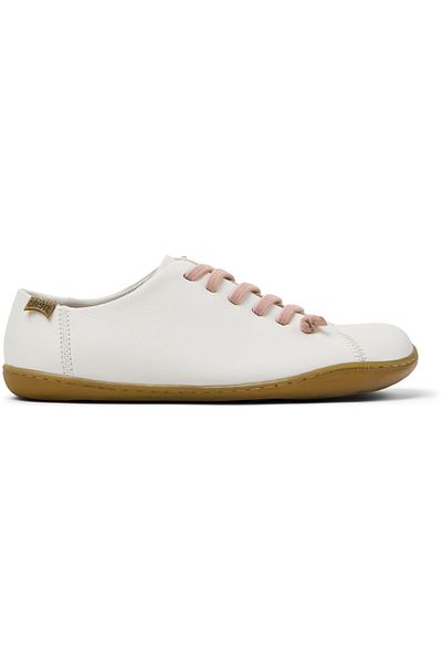 CAMPER Women’s White Elastic Lace Sneakers - Soft Sole, Genuine Leather, Flexible Peu