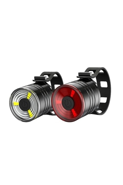 OEM Bicycle light set, white and red light, 4x batteries, IPX4 waterproof, 3 lighting modes