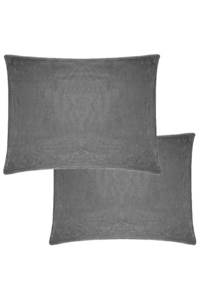 bebelyno Set doua fete de Perna fara imprimeu Gri cu suprafata Catifelata 50x70cm