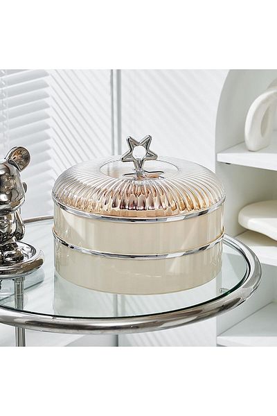 COOYA Fruit tray, acrylic material, airtight and fresh, 5 compartments, with lid, suitable for home use